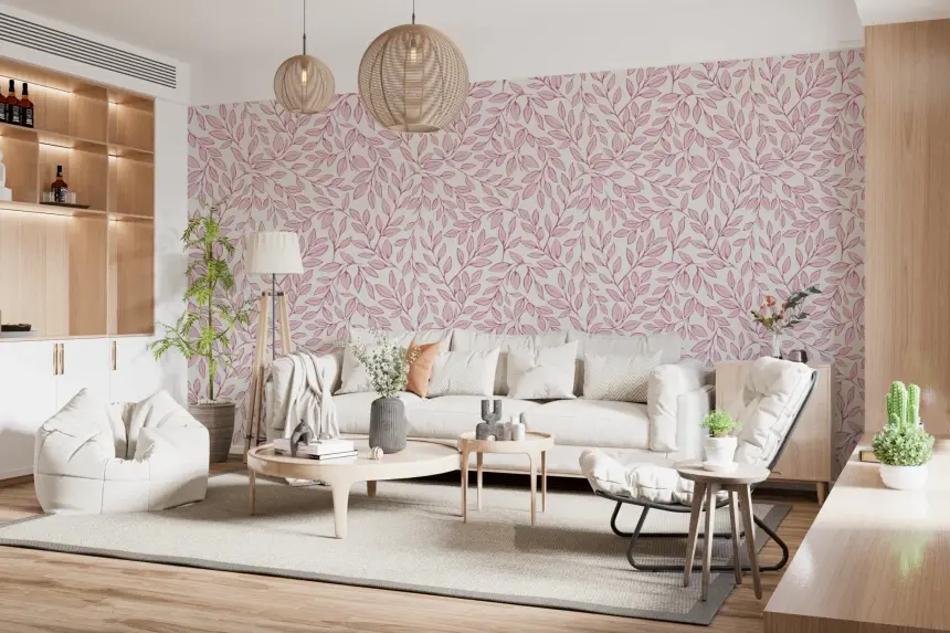 Dusty Rose Vines Wallpaper