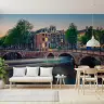 Amsterdam Canal Arched Bridges Evening Light Trails Wallpaper Mural 7