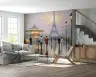 Eiffel Tower Carousel Street Scene Wall Mural 7