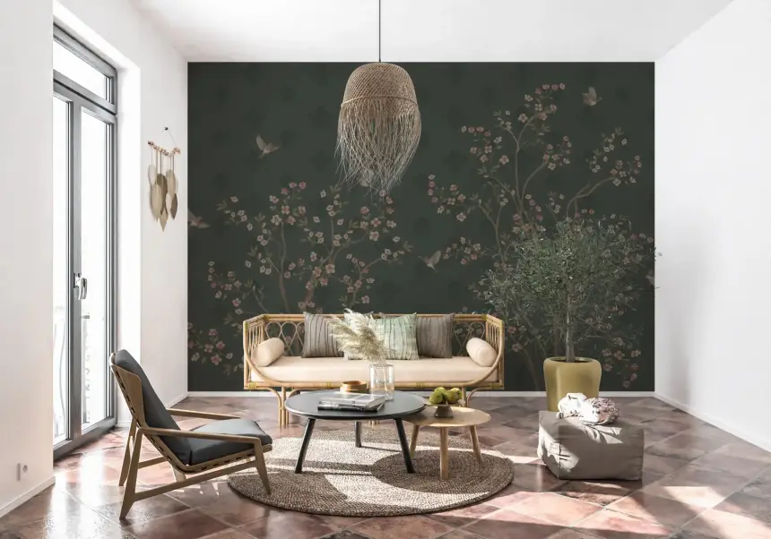 Emerald Bloom & Flight Wall Mural