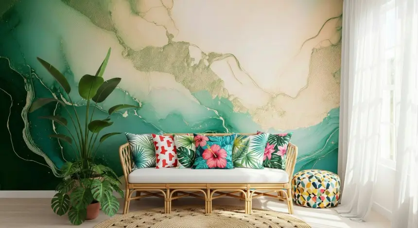 Emerald Marble Hues Wall Mural