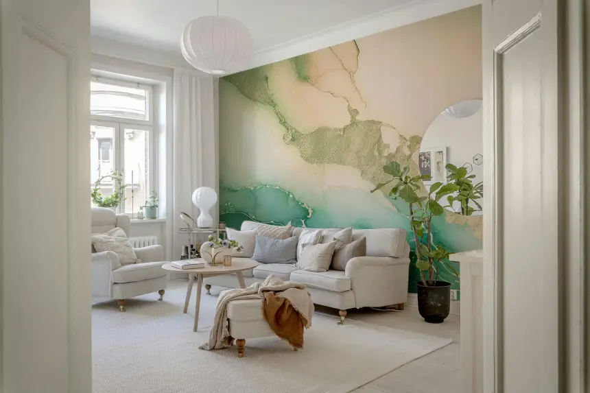 Emerald Marble Hues Wall Mural