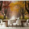 Misty Autumn Forest Road Wall Mural 6