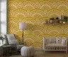 Ochre Geometric Fan Pattern Wallpaper 8