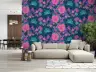 Indigo Parrot Blossom Garden Pink Teal Wallpaper Mural 8