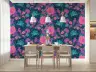Indigo Parrot Blossom Garden Pink Teal Wallpaper Mural 7