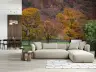 Fiery Autumn Trees Stone Wall Landscape Wallpaper 7