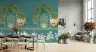 Teal Pichwai Sacred Cow and Peacock Wall Mural 8
