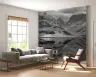 Monochrome Mountain Lake Reflection Wall Mural 6