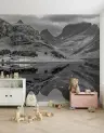 Monochrome Mountain Lake Reflection Wall Mural 8