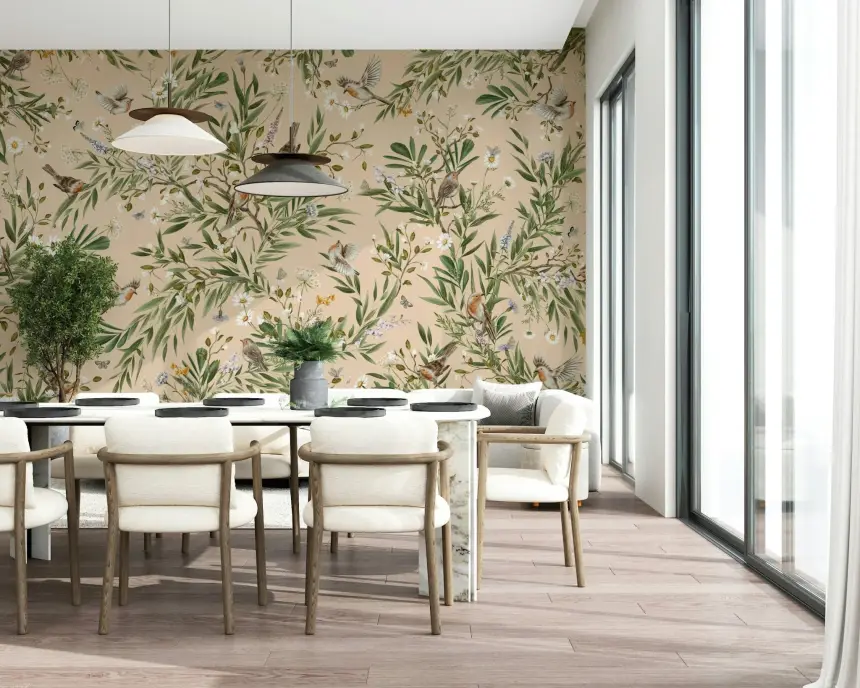 Floral Aviary Wall Mural