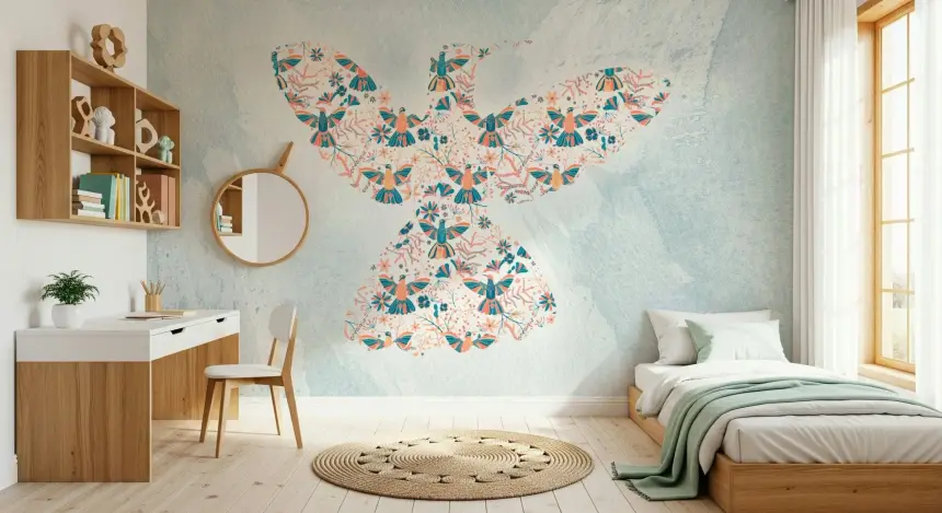 Floral Hummingbird Wall Mural