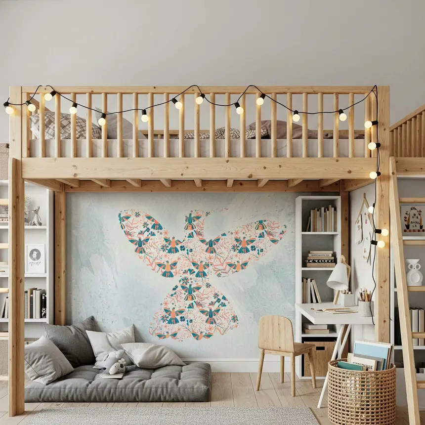 Floral Hummingbird Wall Mural
