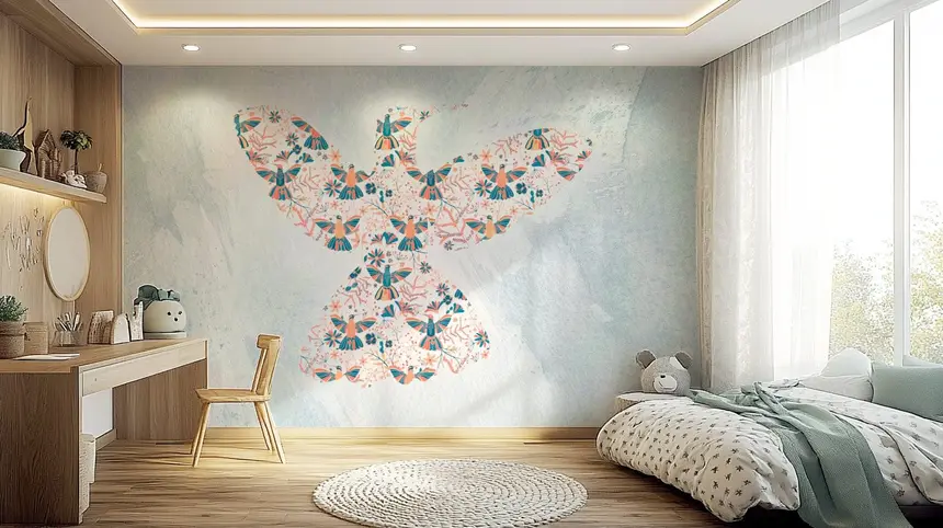 Floral Hummingbird Wall Mural