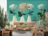 Serene White Rose Vases Wall Mural 6