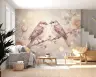 Whimsical Birds and Pink Roses Wallpaper 6