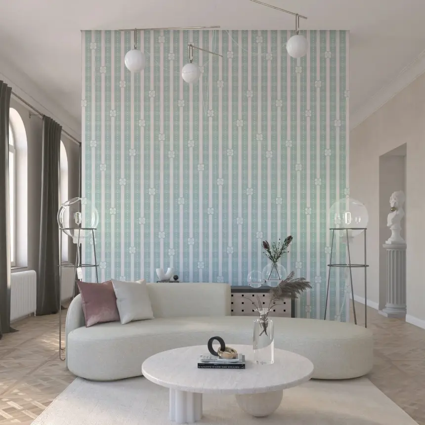 Floral Stripe Serenity Wallpaper