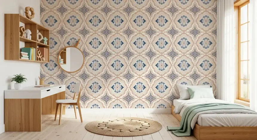 Floral Tile Harmony Wallpaper