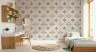 Elegant Beige and Blue Damask Tile Wallpaper 5