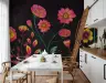 Bold Bloom Black Canvas Floral Wallpaper Mural 6