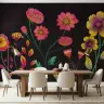 Bold Bloom Black Canvas Floral Wallpaper Mural 7