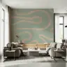Serene Flowing Lines Abstract Green Wall Mural 8