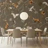 Serene Forest Animals Taupe Gold Botanical Wallpaper 8