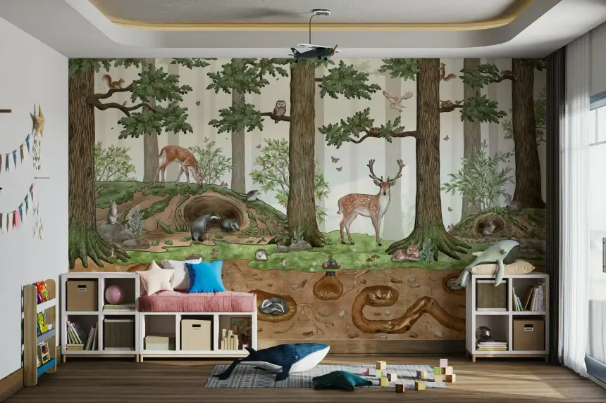 Forest Friends Hideaway Wall Mural