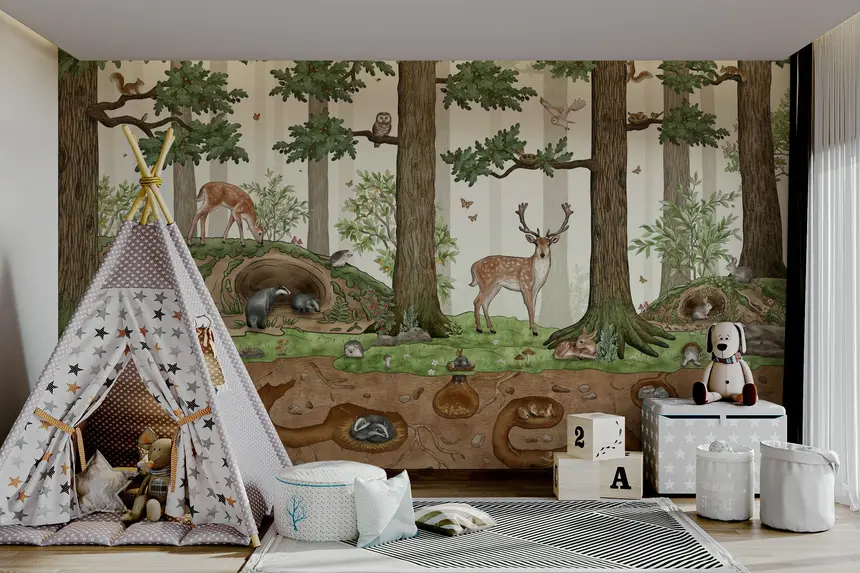 Forest Friends Hideaway Wall Mural