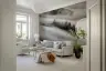 Diagonal Fog Layered Forest Greyscale Wall Mural 6