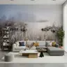 Misty Lake with Frosted Reeds Scenic Wall Mural 8