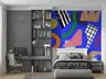 Vivid Geometric Cut-Outs Royal Blue Wallpaper Mural 7