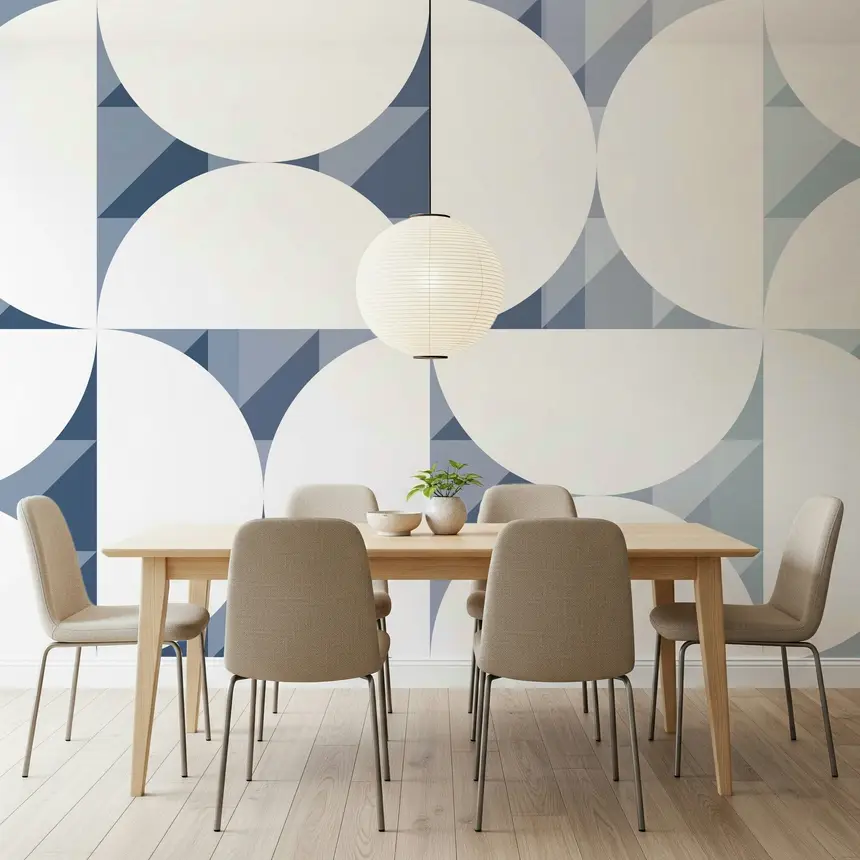 Geometric Blues Wall Mural - 2761196