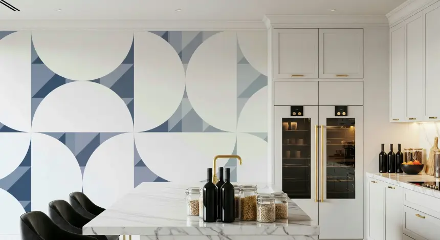 Geometric Blues Wall Mural - 2761196