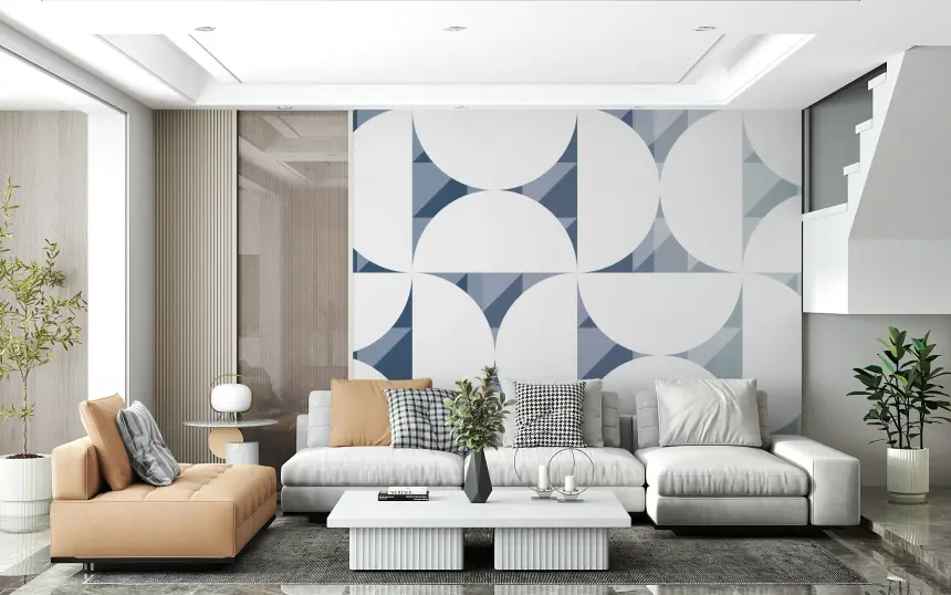 Geometric Blues Wall Mural - 2761196