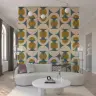 Teal and Gold Geometric Circle Pattern Wallpaper 7
