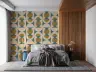 Teal and Gold Geometric Circle Pattern Wallpaper 8