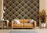Art Deco Gold & Black Geometric Fan Wall Mural 7