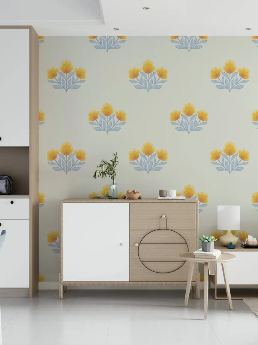 Golden Bloom Repeat Wallpaper