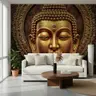Serene Golden Buddha Head Wall Mural 7