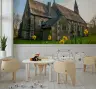 Historic Stone Church and Daffodils Wall Mural 7