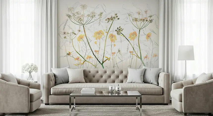 Golden Whisper Floral Wall Mural -2503370