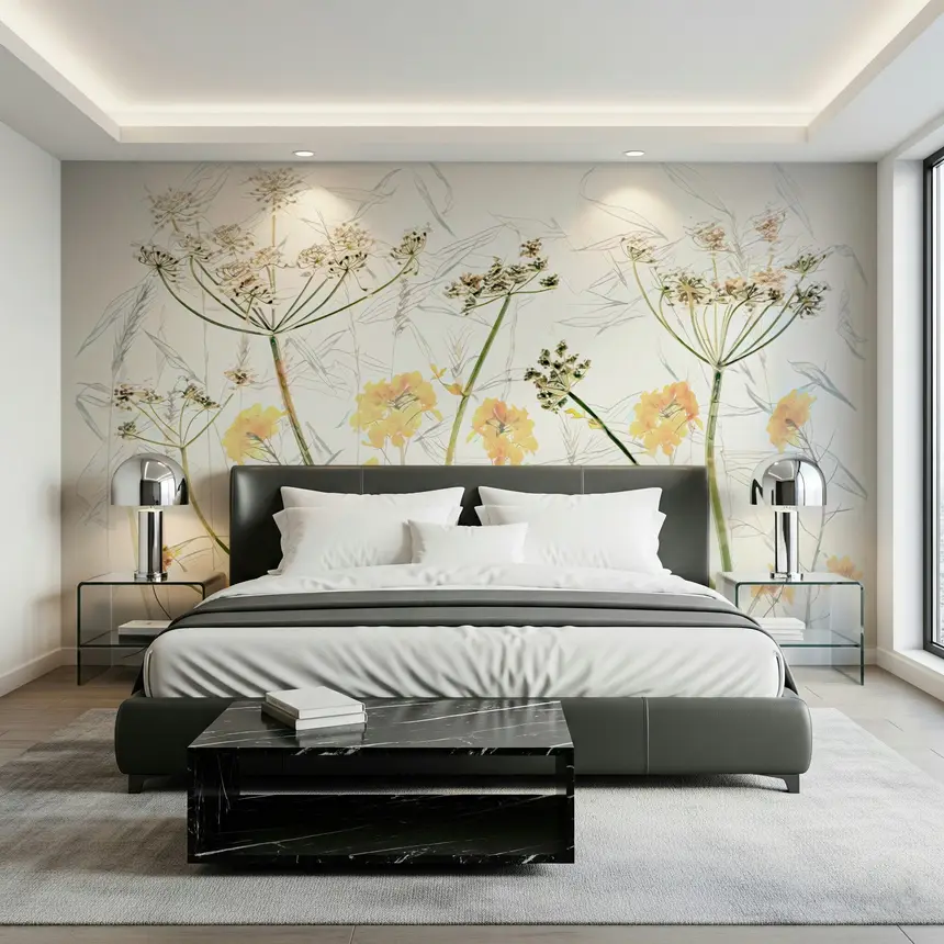 Golden Whisper Floral Wall Mural -2503370