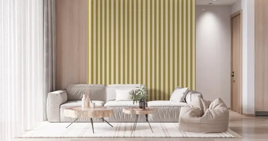 Golden Grid Stripes Wallpaper