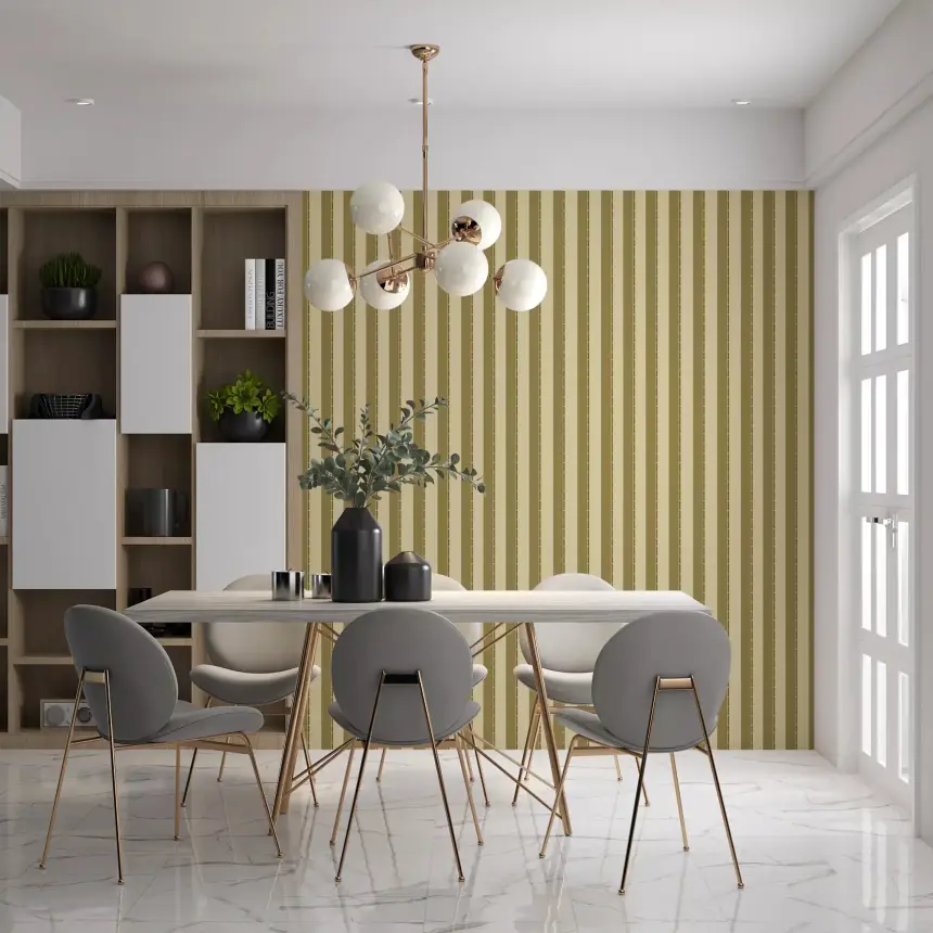 Golden Grid Stripes Wallpaper