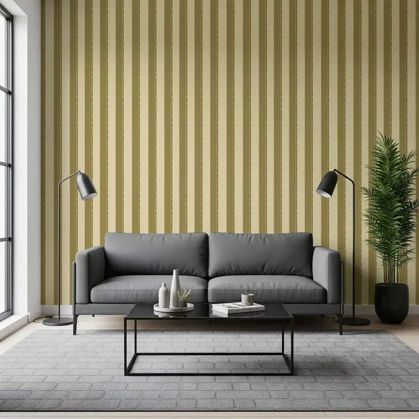 Golden Grid Stripes Wallpaper