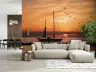 Vibrant Golden Sunset Sailboat Ocean Wall Mural 8