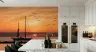 Vibrant Golden Sunset Sailboat Ocean Wall Mural 7