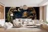 Golden Oriental Temple and Moon Wall Mural 8