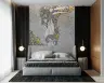 Elegant Women with Golden Floral Art Wall Mural 7